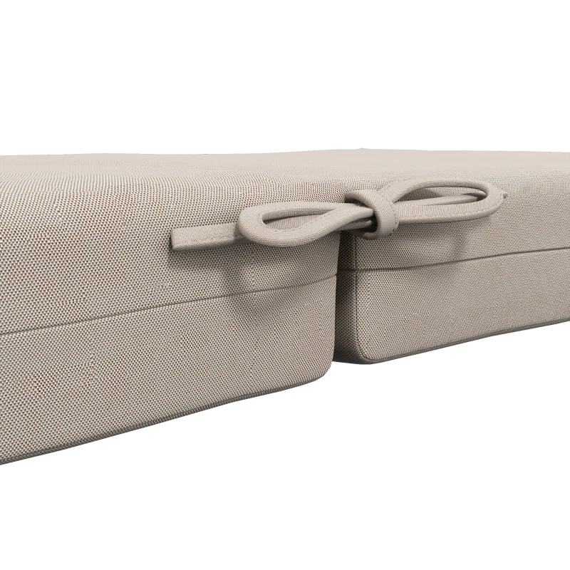 Outsunny Lote de 2 almofadas para exterior para poltrona/cadeira com encosto com tiras enchimento 8 cm, dim. 112L x 51l cm, bege