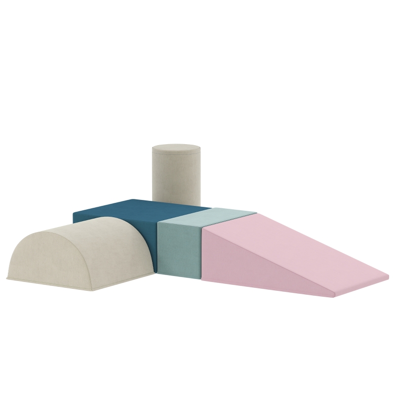 AIYAPLAY Parcours motricité bébé 5PCS, module en mousse souple avec housse en velours, multicolore