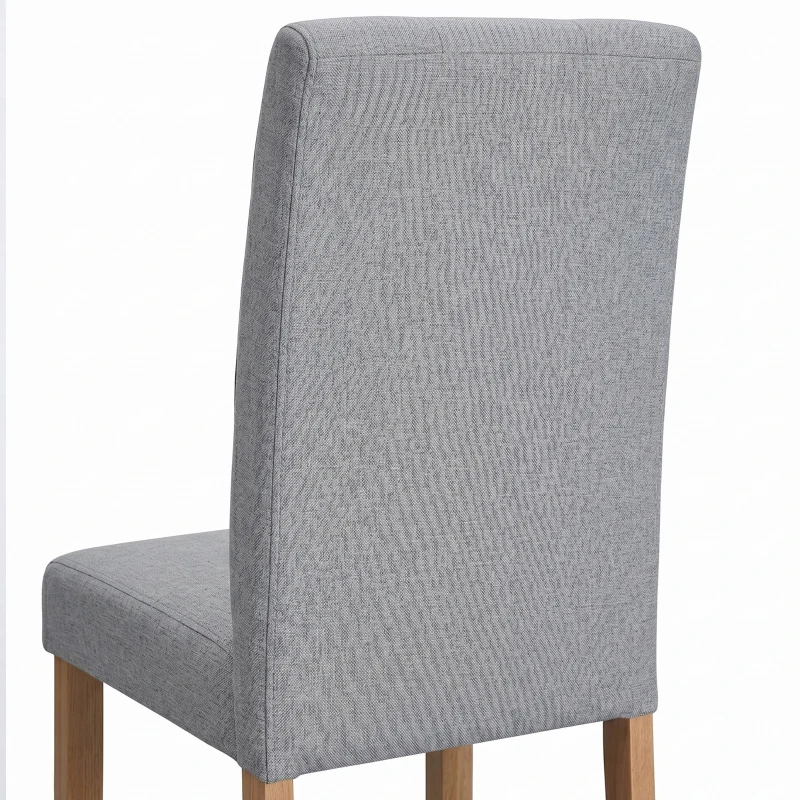 HOMCOM Lot de 2 chaises de salle à manger, chaise de cuisine moderne avec siège rembourré en tissu effet lin, gris clair