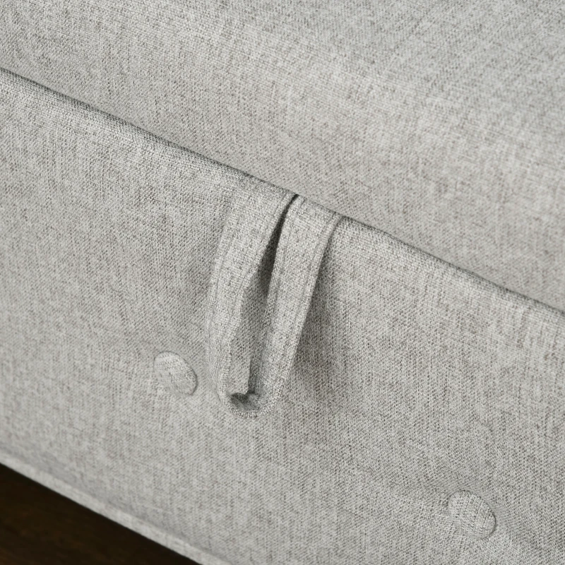 HOMCOM Banco banqueta baú 2 em 1 em tecido com aspecto de linho com pés em madeira 146,5 x 49 x 72 cm cinza