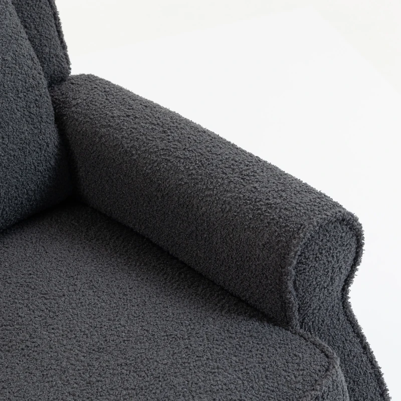 HOMCOM Fauteuil relax inclinable en polaire Teddy, fauteuil de relaxation avec repose-pieds extensible, assise rembourrée, gris