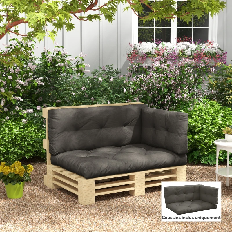 Outsunny Conjunto de 3 almofadas de exterior para banco/sofá 1 almofada de assento 1 almofada de encosto e 1 almofada lateral