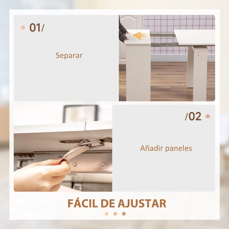 HOMCOM Mesa de Comedor Extensible para 4-6 Personas Mesa Auxiliar Multifuncional para Estudio Cocina 180x85x75 cm Blanco