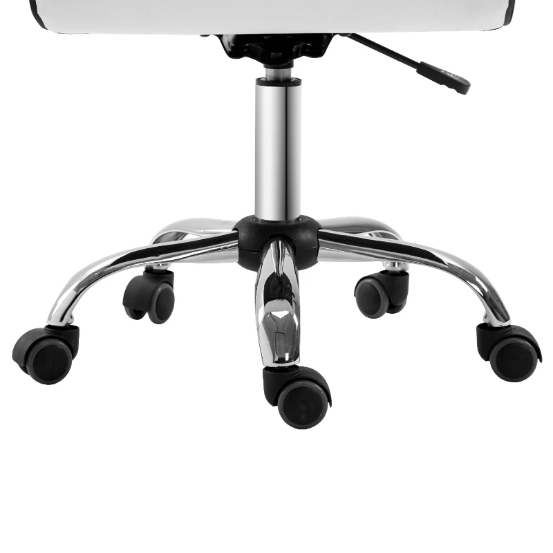 HOMCOM Mid-Back Swivel Office Chair, Adjustable Armless Desk Chair in PU Leather and Chrome Base, White