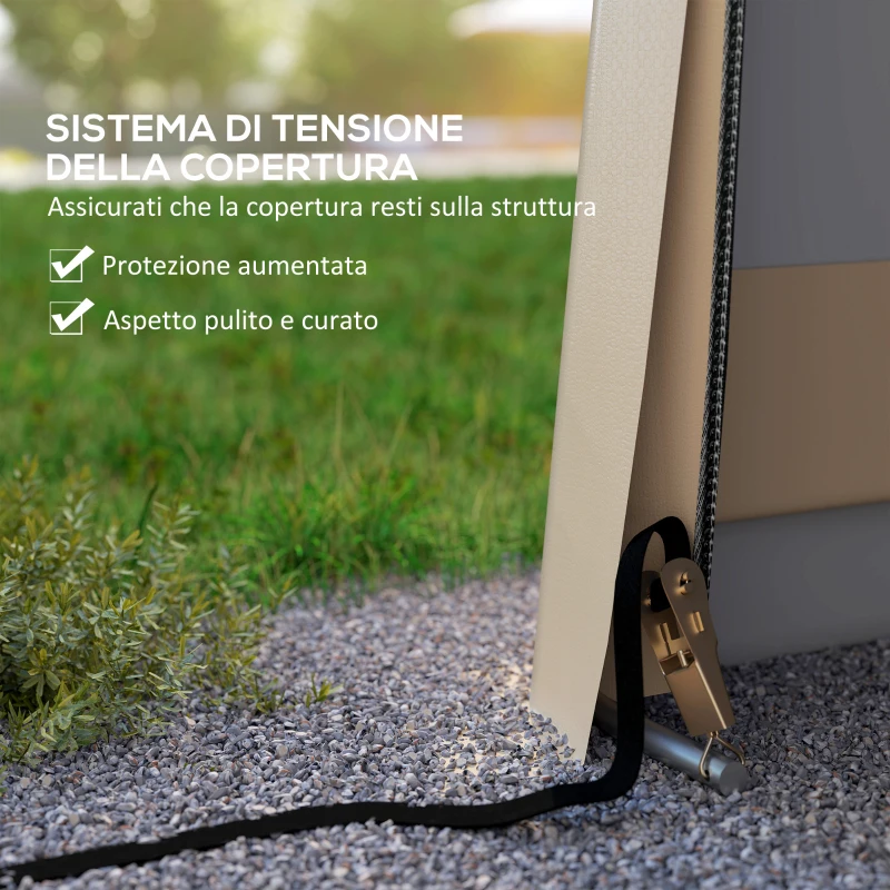 Outsunny Tenda garagem carport dim. 6,2L x 3,3l x 2,4H m aço galvanizado resistente PE alta densidade 150 g/m² impermeável anti-UV