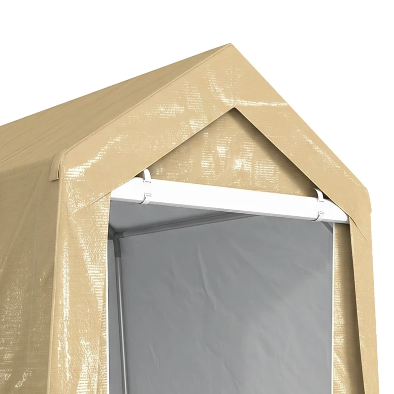 Outsunny Abri de jardin tente de stockage portable pour extérieur avec cadre en acier galvanisé et grande porte 2 x 3,6 m beige