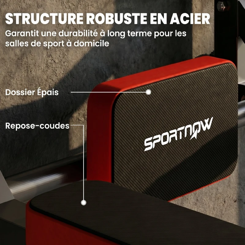 SPORTNOW Barre de Traction Murale 2-en-1 en Acier avec Poignées Antidérapantes, Coussins Coude et Dos, 95 x 76 x 63 cm, Rouge