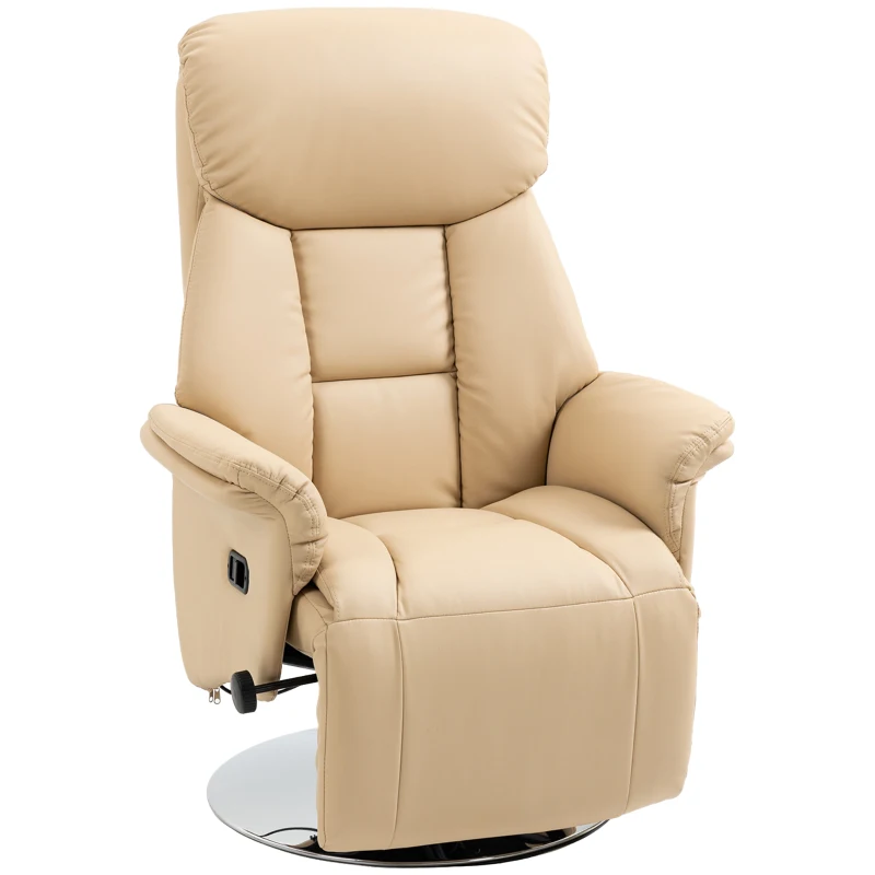 HOMCOM Relaxfauteuil met liegefunctie, kunstleer, voetensteun, 78 x 80 x 109 cm, beige(m-11)