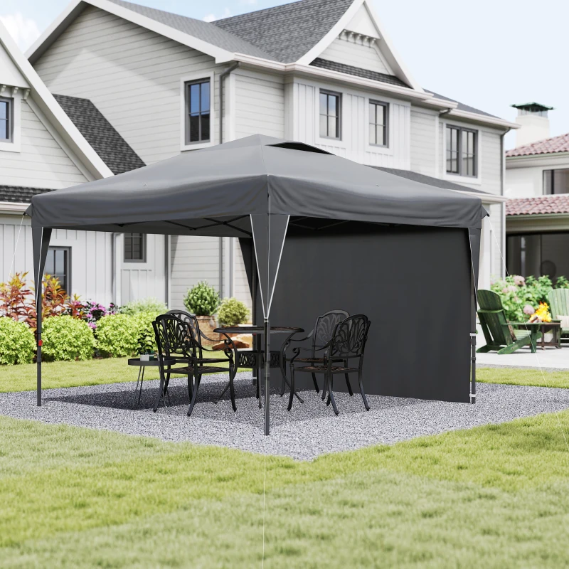 Outsunny Tenda barnum de jardim dobrável com parede lateral removível + saco de transporte aço tecido Oxford
