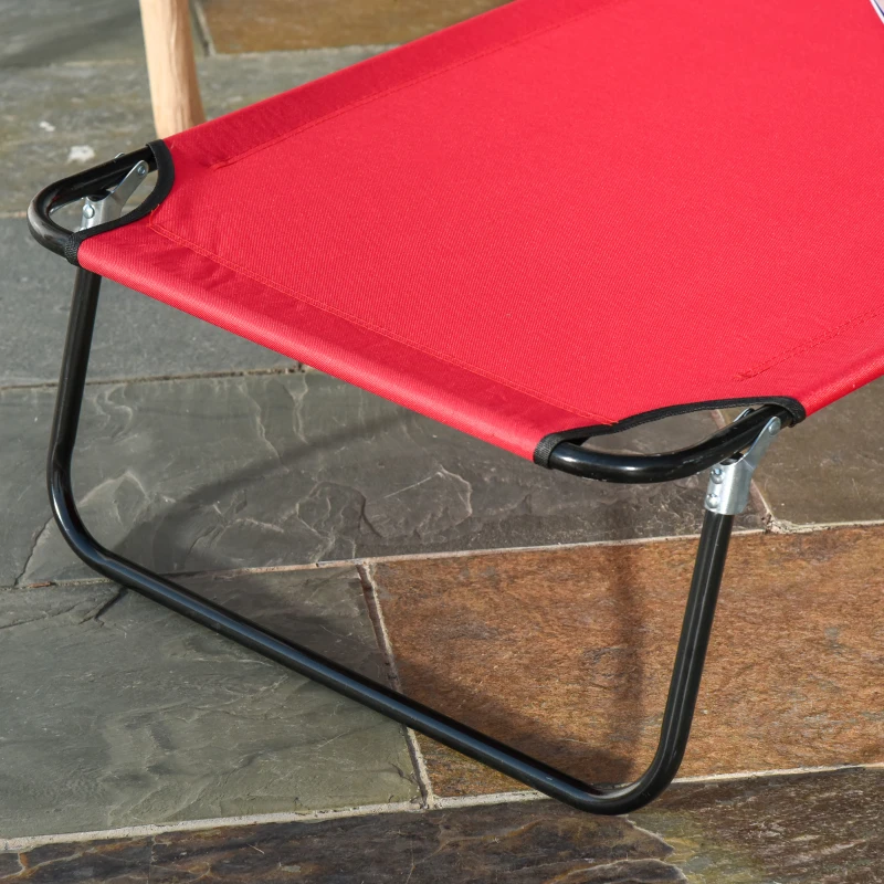 Outsunny Espreguiçadeira de Sol Dobrável Reclinável 4 Posições 3 Almofadas Incluídas Vermelho