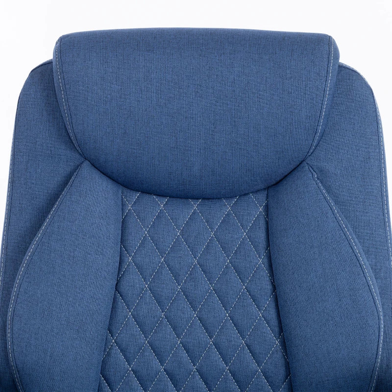HOMCOM Linen-Look Computer Desk Chair, Executive Office Chair with Flip-Up Armrests and Thick Cushion, Blue