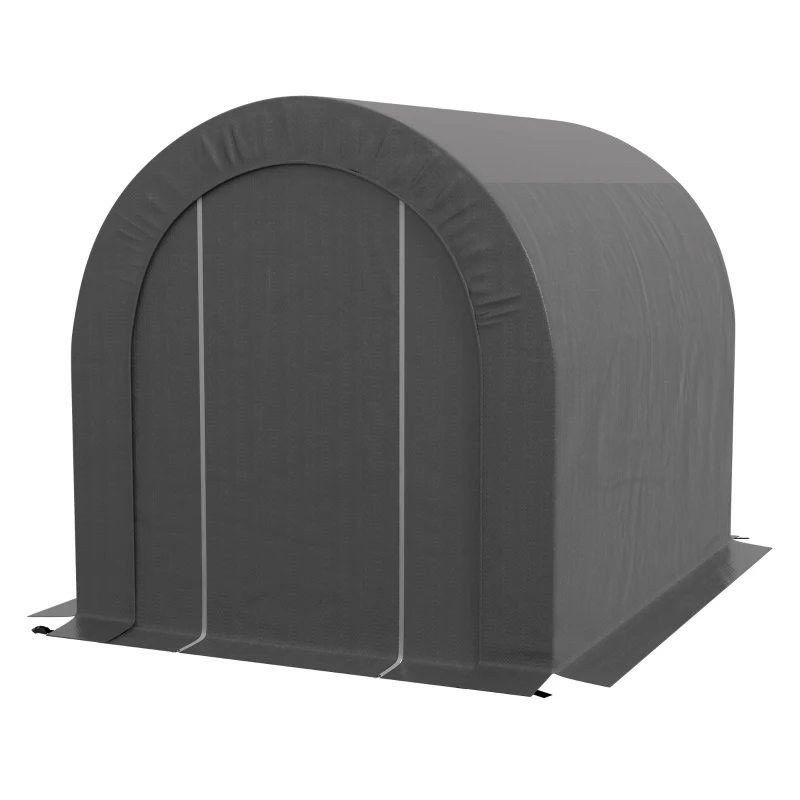 Outsunny Abrigo de jardim tenda de armazenamento exterior abrigo para bicicleta garagem para bicicleta lona em PE metal 2,4 x 1,8 x 1,9 m cinza escuro