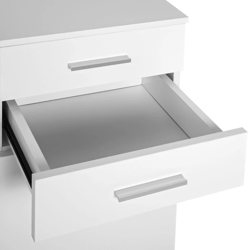 HOMCOM Mueble Auxiliar de Salón Aparador Estrecho con Puertas y Cajones 71x35x76cm Blanco