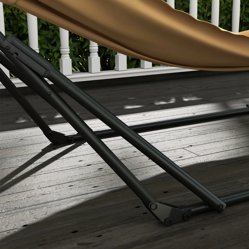 Outsunny Suporte com rede dobrável em aço, 2 em 1 para rede ou cadeira suspensa, bolsa de transporte inclusa 263x89x100cm kaki