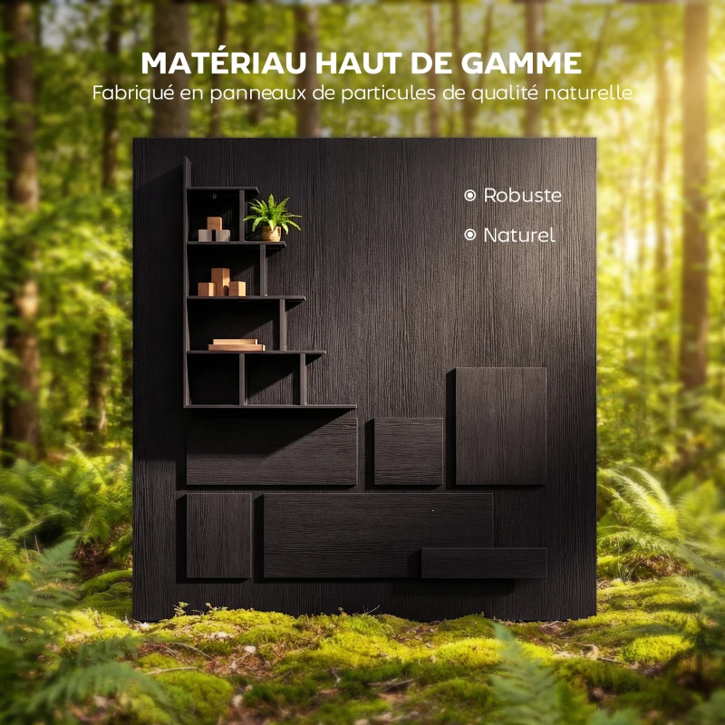 HOMCOM Étagère bibliothèque séparateur de pièce style industriel en escalier 5 étagères 102 x 30 x 160 cm coloris noir