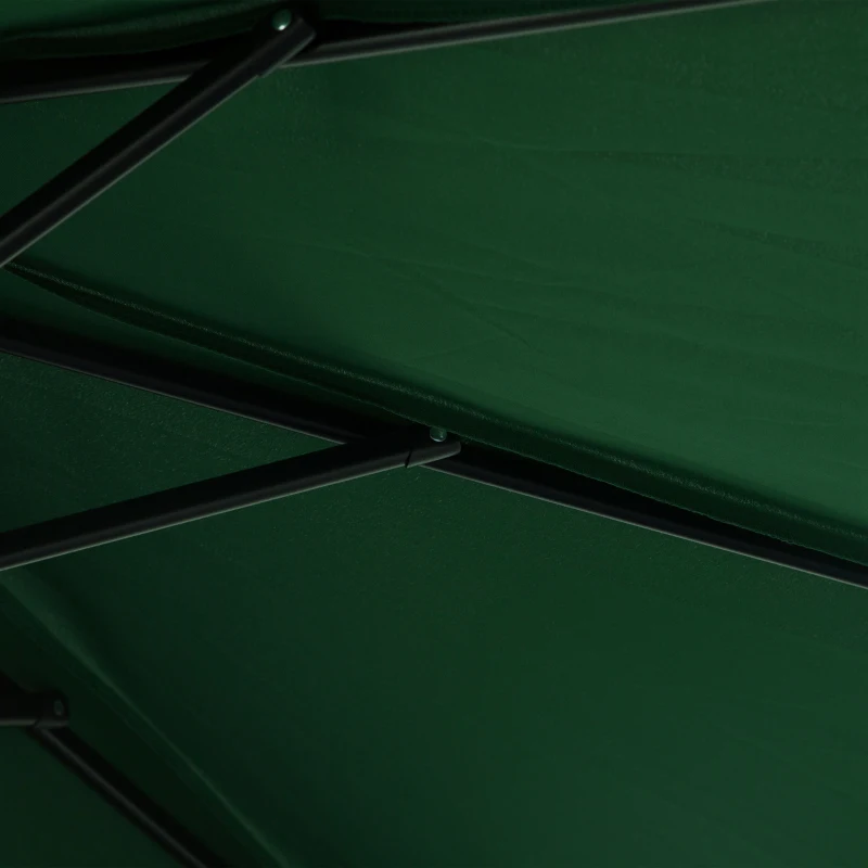 Outsunny Meio guarda-sol guarda-sol de varanda 5 suportes metal respiradouro incluído 2,93 x 1,5 x 2,49 m poliéster alta densidade verde