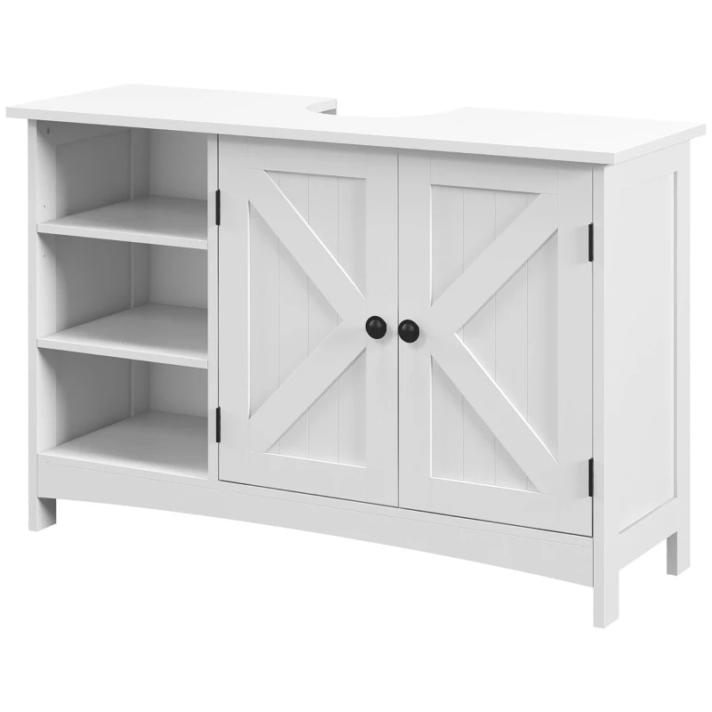 kleankin Mueble Bajo Lavabo de Pie con 2 Puertas y Estantes Ajustables Antivuelco Estilo Moderno 90x30x60 cm Blanco
