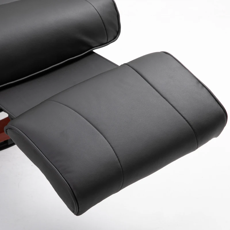 HOMCOM TV fauteuil verstelbare fauteuil kunstleder 360 ° draaistoel, kantelbare houten voet(m-11)