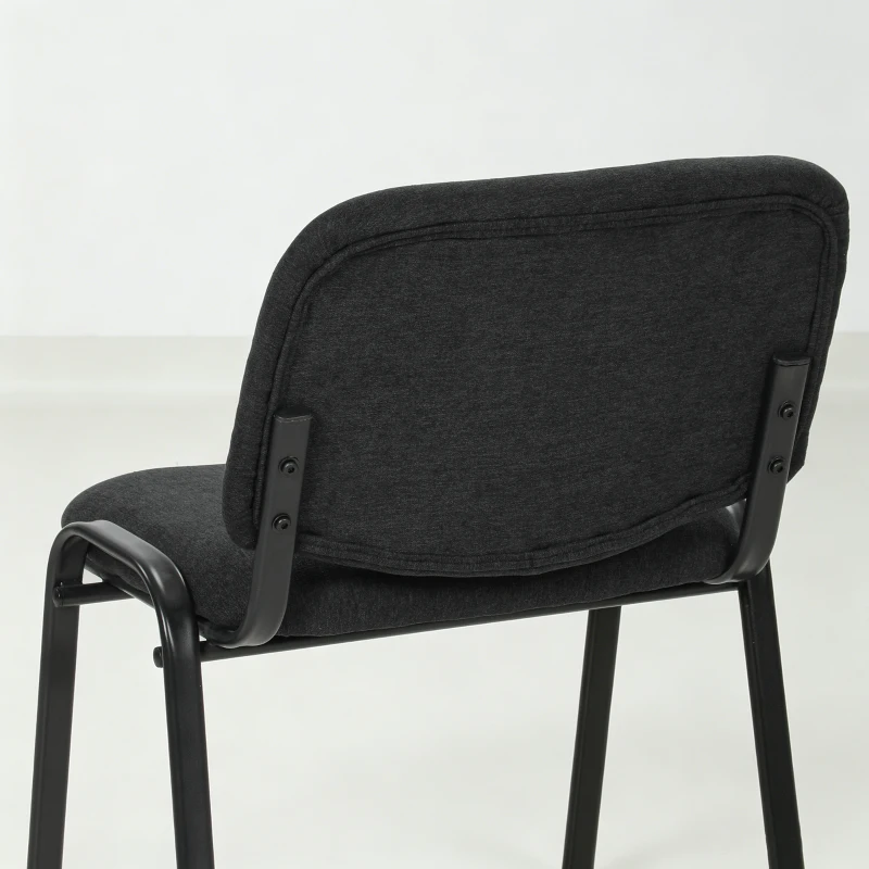 HOMCOM Meeting Chair, Stackable Ergonomic Office Chair with Padded Seat, Curved Backrest for Conference Room, Black