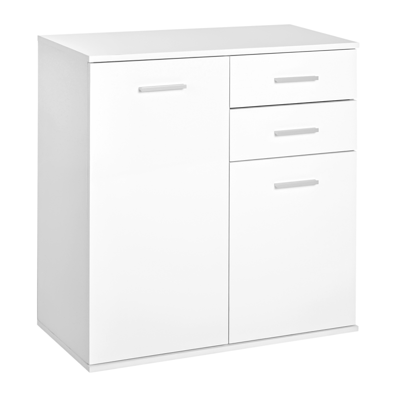 HOMCOM Mueble Auxiliar de Salón Aparador Estrecho con Puertas y Cajones 71x35x76cm Blanco