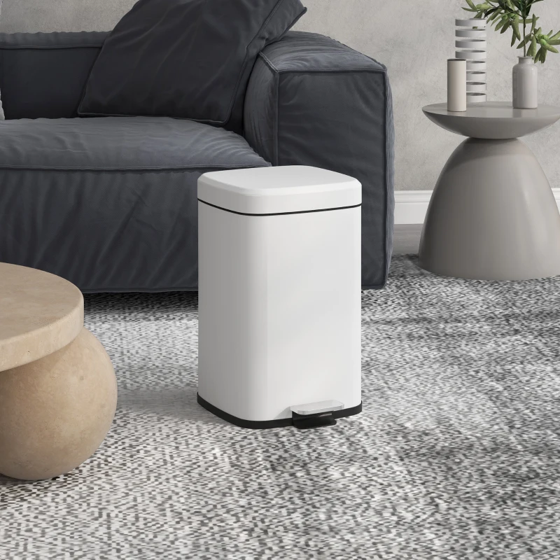 HOMCOM Lixeira de cozinha 20L com tampa de fechamento suave e pedal, balde interno removível, 28L x 35l x 45H cm, branco