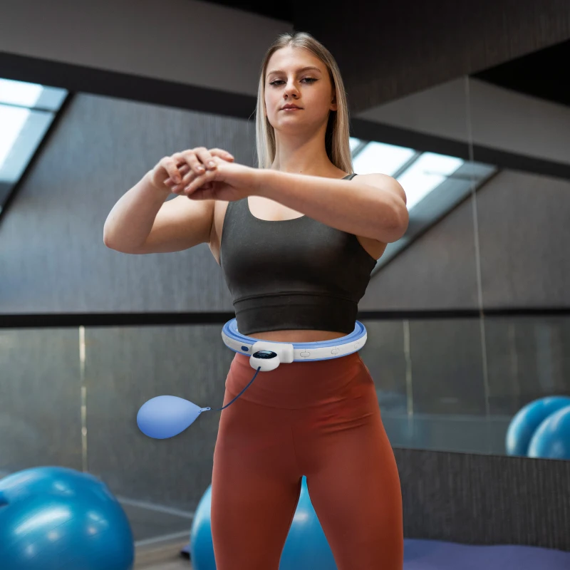 SPORTNOW Hula Hoop Cerceau avec Picots de Massage ajustable de 76 à 113 cm de tour de taille 16 segments amovibles, bleu clair