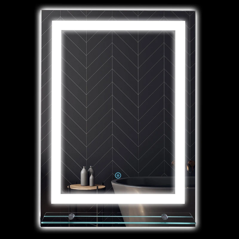 kleankin Miroir rond lumineux LED de salle de bain Ø 80 cm mural avec éclairage 3 couleurs interrupteur tactile 46W blanc argent