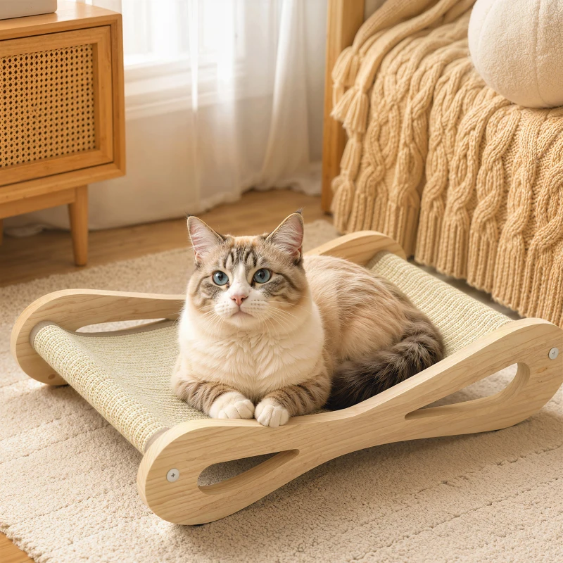 PawHut 2 in 1 Sisal Cat Scratcher Bed Cat Scratching Board and Lounger 60 x 35 x 13 cm Cream White