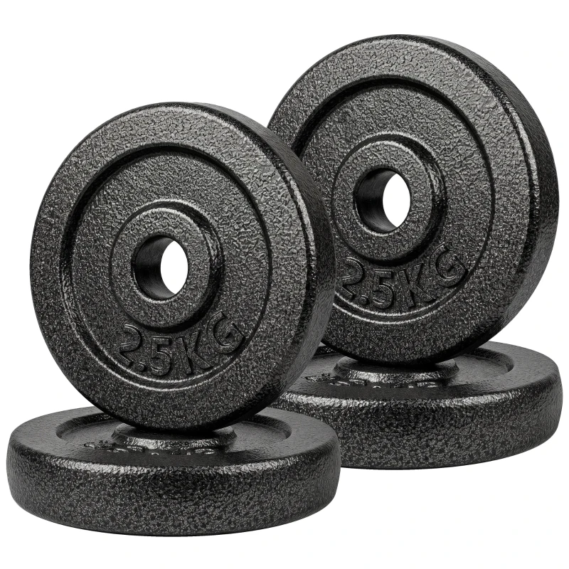SPORTNOW Weight Plates Set, 1"/2.5cm Weight Disc Pair, 4 x 2.5kg Metal Dumbbell/Barbell Plates for Home Gym