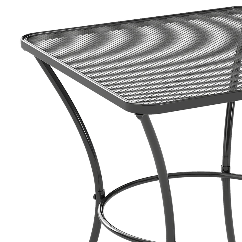 Outsunny 60cm Square Garden Table, Outdoor Metal Bistro Side Desk with Mesh Top, Black