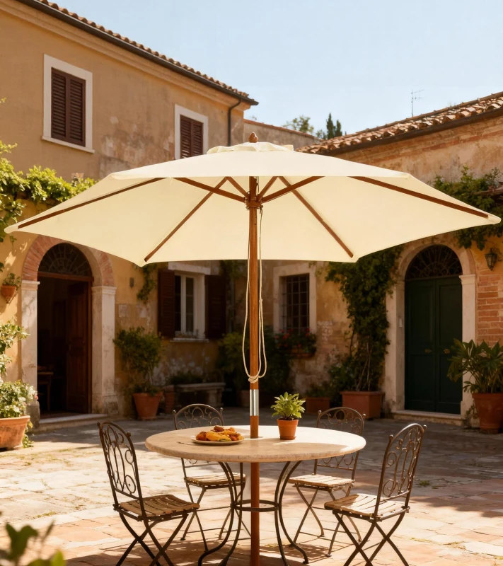 Outsunny Parasol de jardin parasol droit double toit Hexagonal Grande Taille de Jardin Ø 2,5 x 2,3H m Bois de Bambou