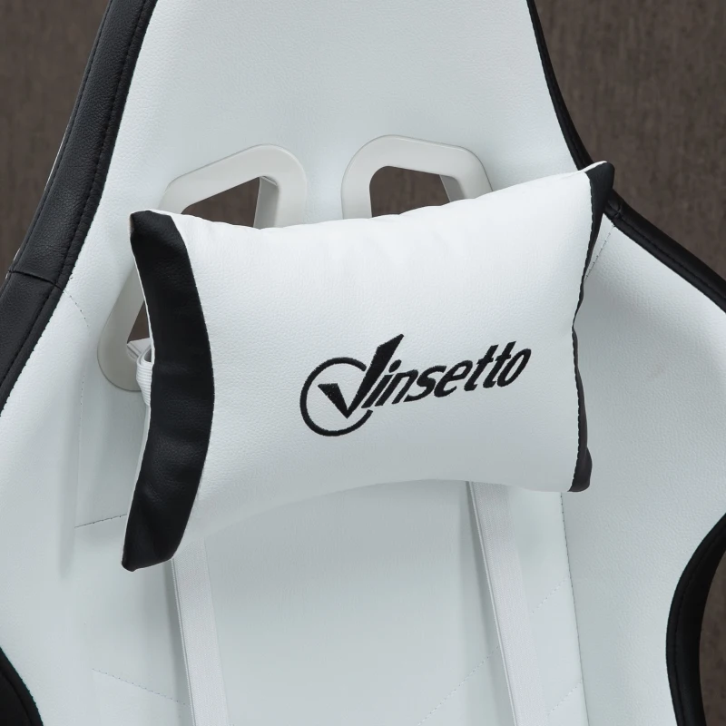 Vinsetto Siège gaming fauteuil gaming dossier inclinable 135° avec appui-tête repose-pieds 65l x 65P x 121-129H cm blanc et noir