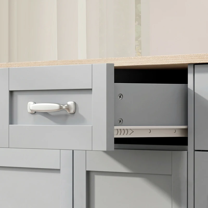 HOMCOM Sideboard Buffet Cabinet, 140 cm Kitchen Storage Cabinet with 4 Drawers, 4 Doors and 2 Adjustable Shelves, Grey