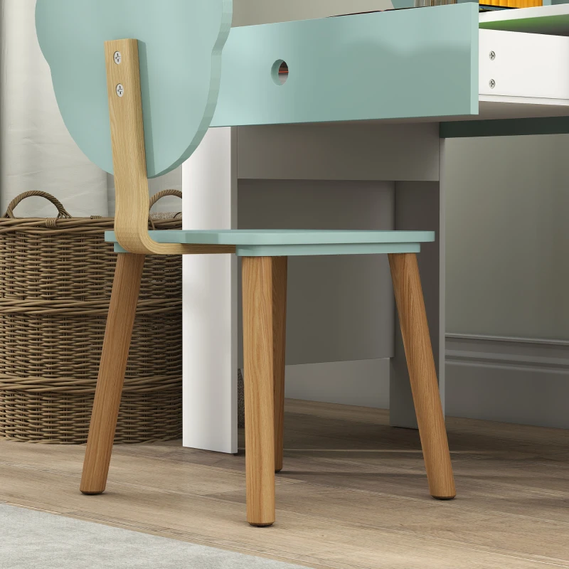 AIYAPLAY Mesa infantil com cadeira, mesa e cadeira com gaveta e tampo largo, 80 x 41 x 74,5 cm, verde