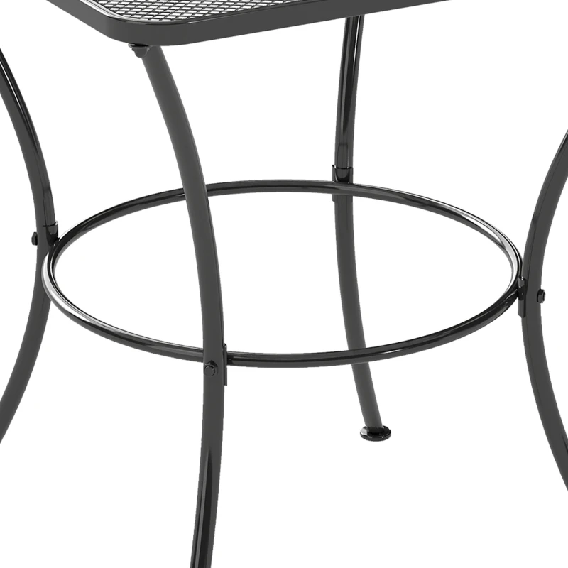 Outsunny 60cm Square Garden Table, Outdoor Metal Bistro Side Desk with Mesh Top, Black
