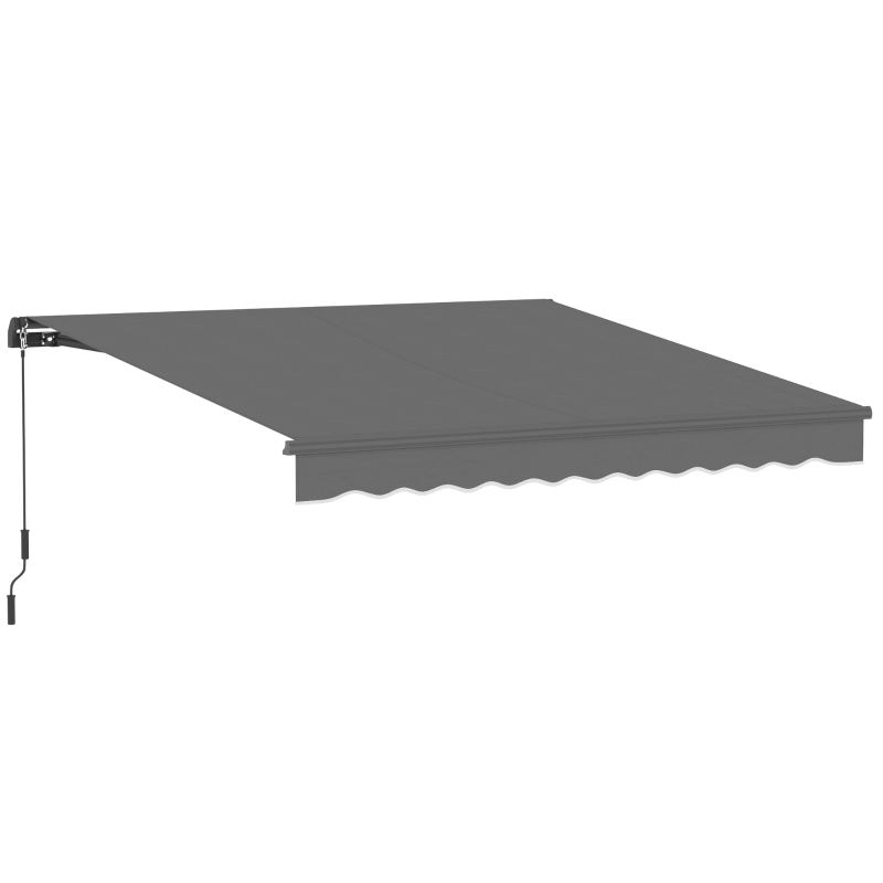 Outsunny Store banne manuel 3,5x3m, auvent rétractable inclinaison réglable, manivelle, protection UV résistance à l'eau, gris