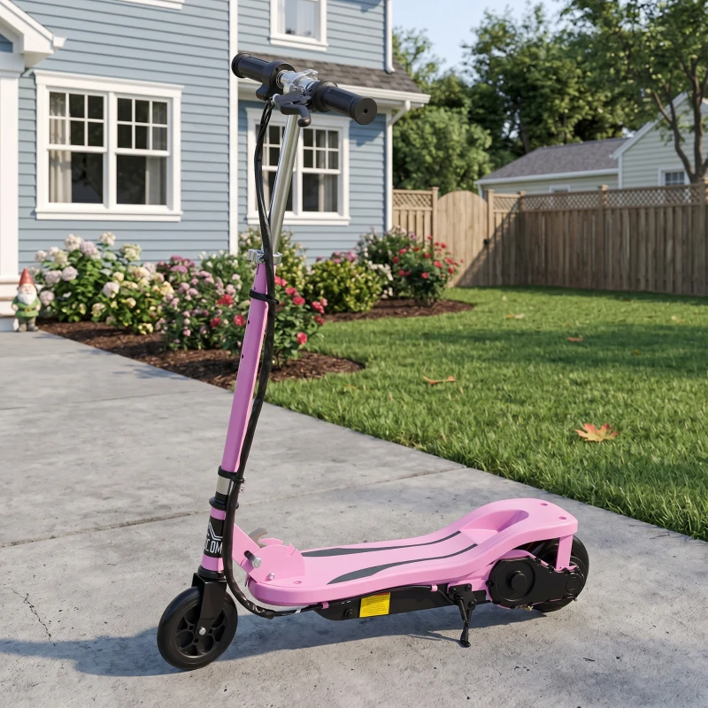 HOMCOM Trottinette électrique pliante pour enfant de 7+ans, 120W Vitesse max 12km/h, 75x36x82-93 cm rose(m-10)