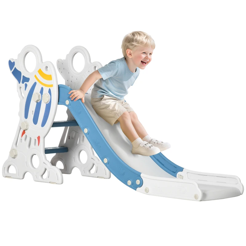 AIYAPLAY Glijbaan voor Kinderen 1,5 tot 3 jaar, Raketontwerp, Sticker Set, blauw, 157 x 46,5 x 80 cm(m-11)