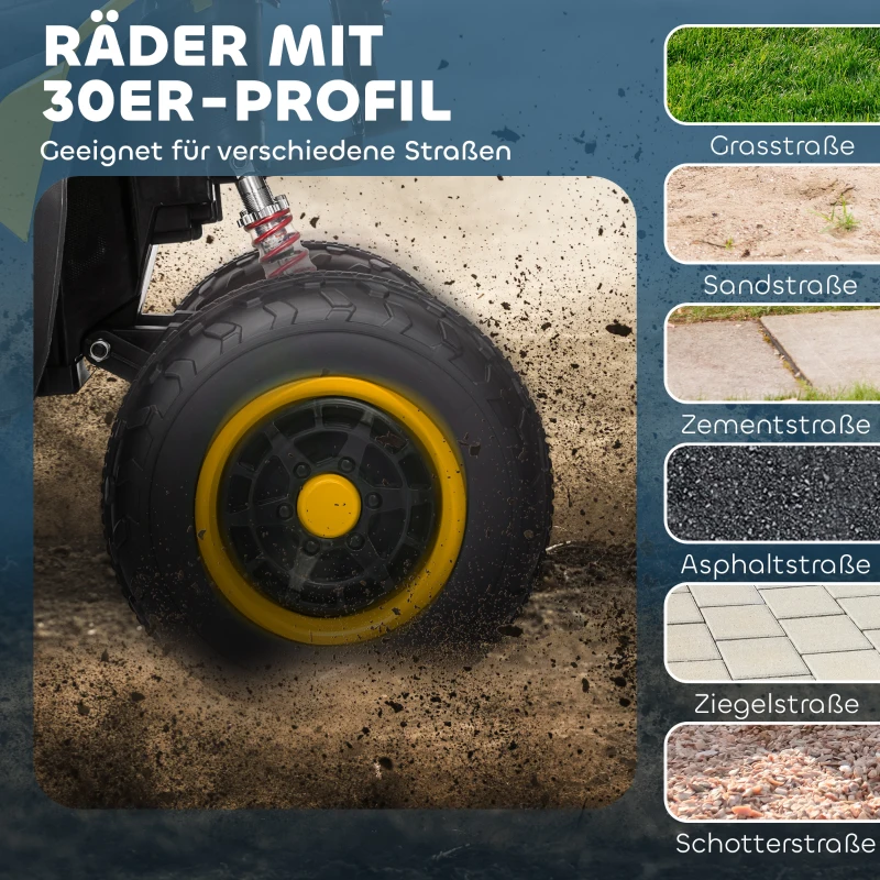 AIYAPLAY Elektrische quad voor kinderen, 3-6 km/u, LED-koplamp, muziek, USB, voor 3-8 jaar, Geel(m-5)