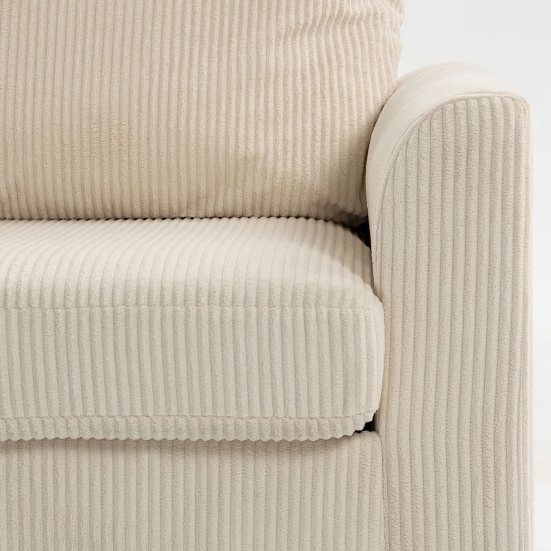 HOMCOM Canapé 2 Places en Velours Côtelé, Canapé de Salon 144 cm avec Assise Large Rembourrée, 2 Oreillers, Beige