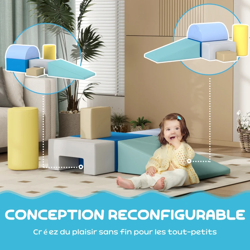 AIYAPLAY 6 blocs de construction en mousse XXL - jeux éducatif - module motricité - certifiés normes EN71-1-2-3 - mousse PU 20D