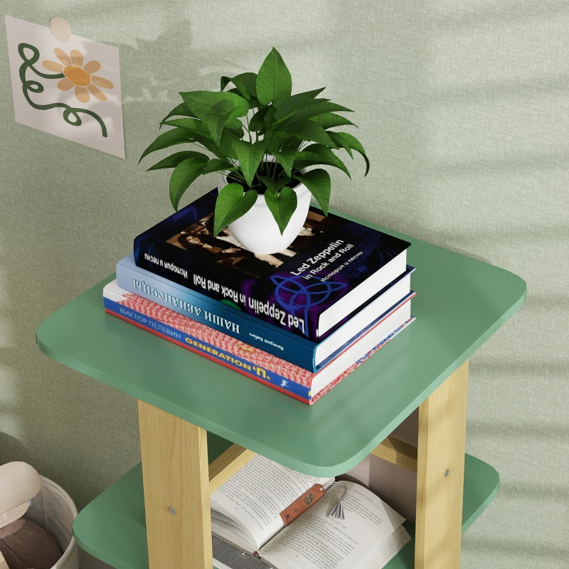 AIYAPLAY Biblioteca infantil com rodízios, arrumação de livros 3 níveis para sala de jogos, quarto infantil, verde