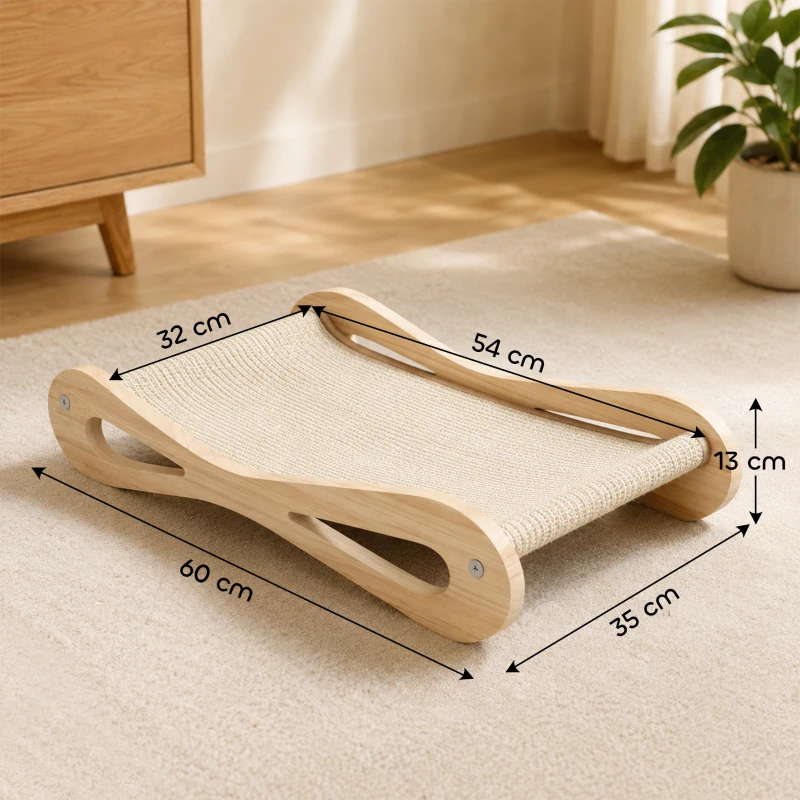 PawHut 2 in 1 Sisal Cat Scratcher Bed Cat Scratching Board and Lounger 60 x 35 x 13 cm Cream White