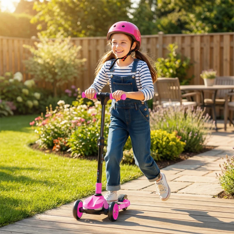AIYAPLAY Trottinette électrique pour enfants 6+ ans, pliable 3 roues démarrage zéro, vitesse maximale 8 km/h 64 x 29 x 83 cm rose