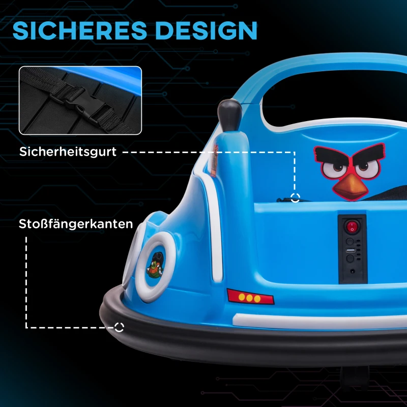 AIYAPLAY Kinder-autoscooter, 360°-draai, voor 3-5 jaar, met afstandsbediening, muziek, blauw
