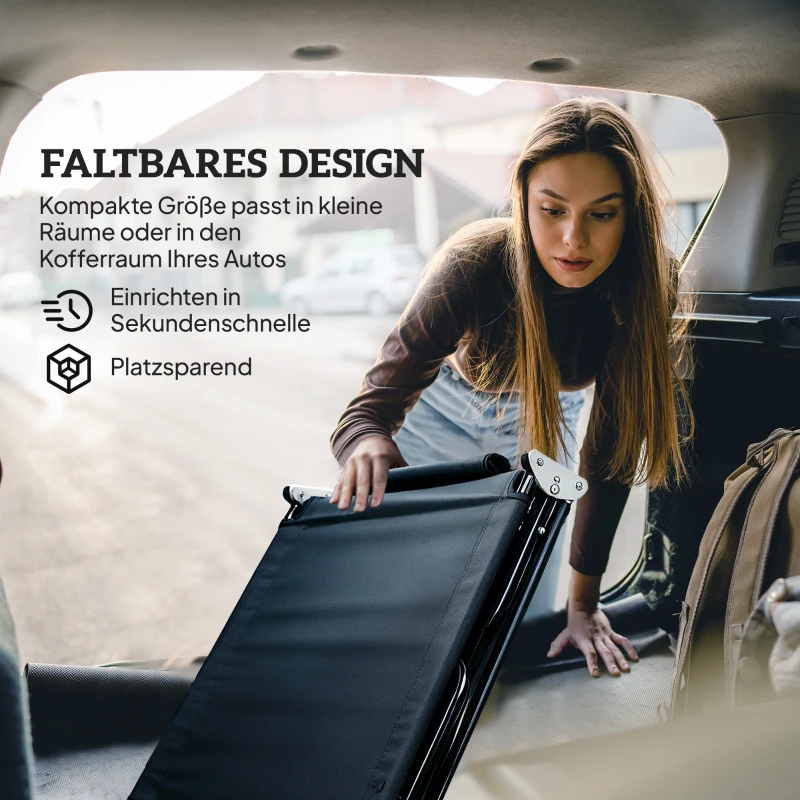Outsunny Zonnebed met gezichtsopening & kussen, inklapbaar, waterafstotende bekleding, metalen frame, Zwart