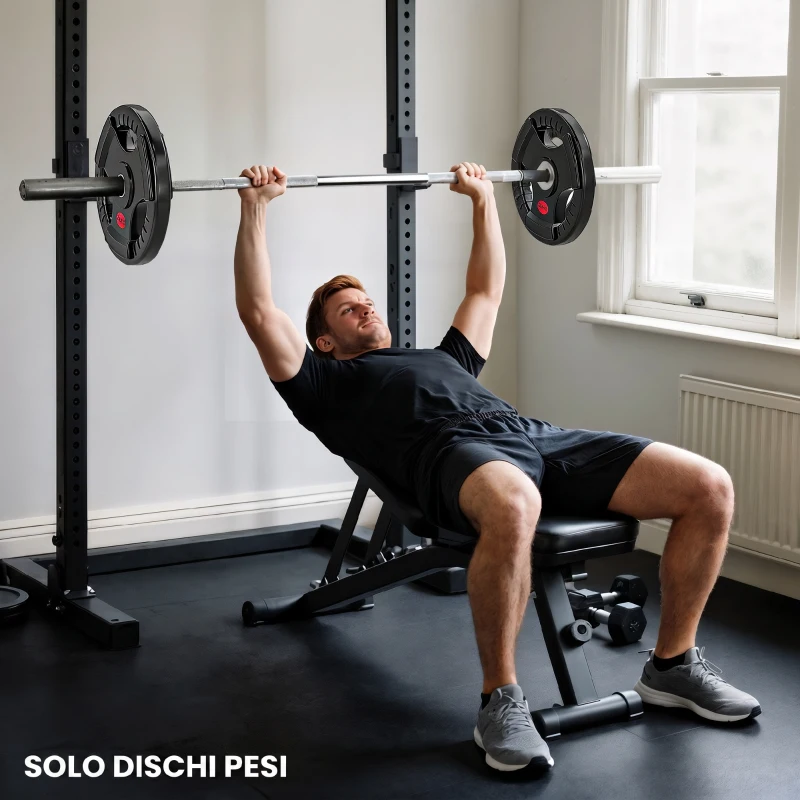 SPORTNOW Set de Discos 20 kg con Orificio de 5 cm y 3 Agarres, Acero con Revestimiento de Plástico, Negro