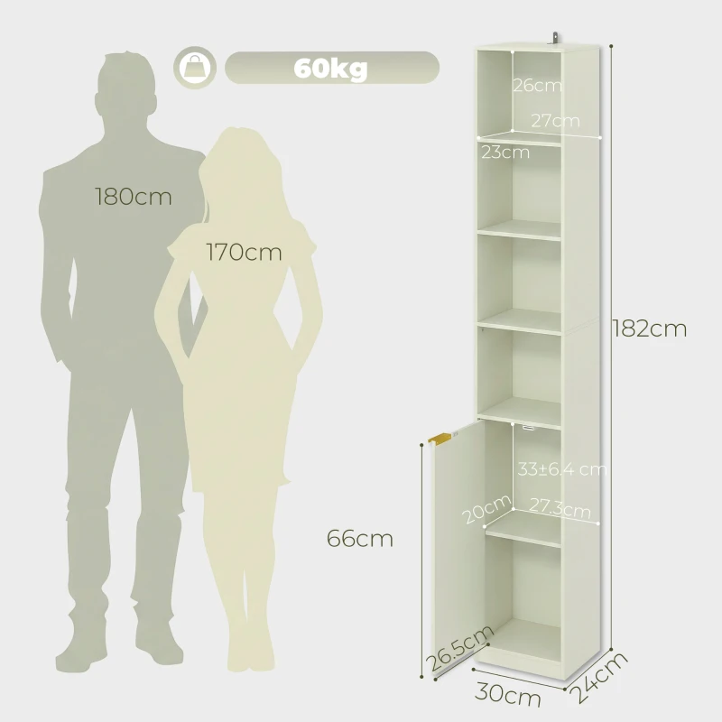 HOMCOM Bookcase Adjustable Shelf Bookshelf Anti-Tip Hardware 6-Tier Storage Cabinet Light Green