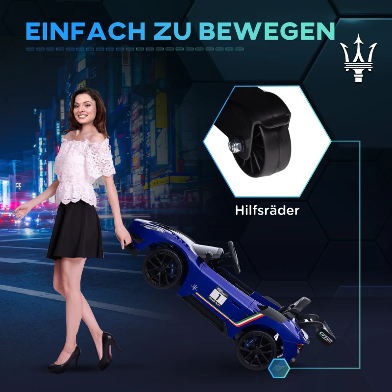 AIYAPLAY Elektrische kinderauto 12V, gelicentieerd, afstandsbediening, schokdempende wielen, Blauw, 115x60x45 cm