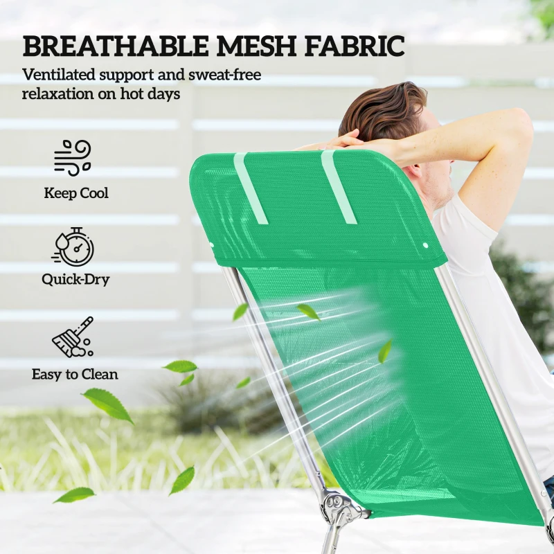 Outsunny Steel Frame Sun Lounger, with Reclining Back - Dark Green